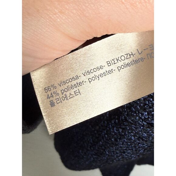 Massimo Dutti Blue Black Knit Sweater Women M Bell Sleeve Italian Yarn - Picture 5 of 7